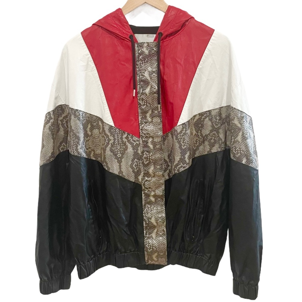 ♦️SOLD♦️MSGM Snakeskin Colorblock Faux Leather Jacket - Picture 3 of 15